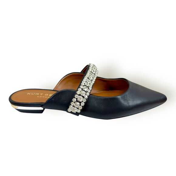 KURT GEIGER LONDON Princely Mules Size US 8 Black Leather Crystal Chic Goddess - Picture 4 of 8